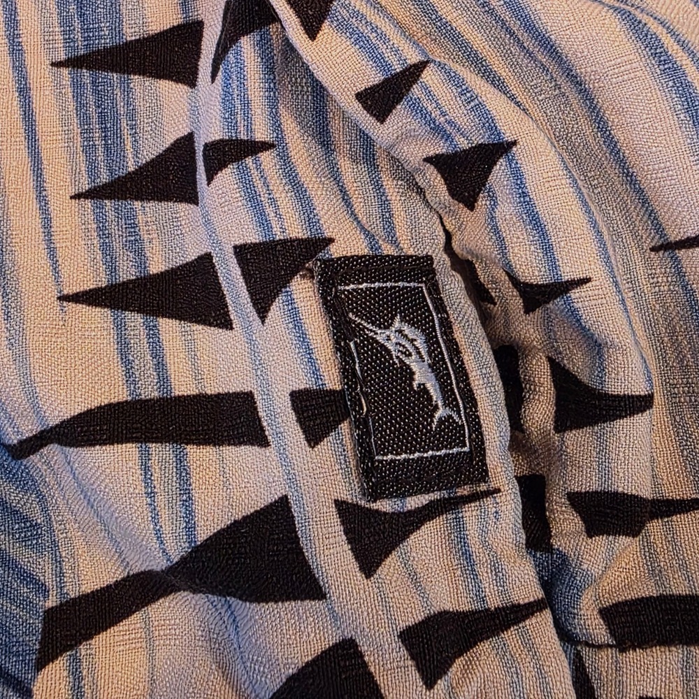 Tommy Bahama Silk Hawaiian Shirt Mens XL Black Blue Tropical Palm Leaf RN 86549 - Picture 7 of 10